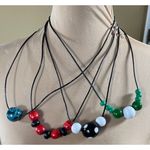 4 Beaded Necklaces Round Clasp Blue Black Red White Green Photo 0
