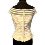 Cache  White Sheer Mesh OTTOMAN Event Top Lined New Off Shoulder $138 NWT Wedding Photo 8