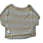 Kosmika Sheer Metallic Futuristic Gold Silver Short Sleeve Top Small Photo 2