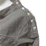 J.Crew  Sz 10 Funnel Neck Striped Crisp Shirt Button Shoulder Black White Hi-Lo Photo 4