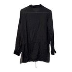Tommy Bahama  Womens L‎ Black Long Sleeved Button Up Silk Wool Blend Sheer Shirt Photo 1