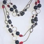 Lia Sophia Elegant Red and Black Beaded Boho Necklace Photo 0