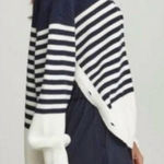 Sundays  Alder Side‎ Button Navy Blue White Striped Sweater *SEE MEASUREMENTS Photo 0