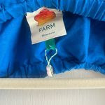 Farm Rio Blue Off-Shoulder Linen Midi Knot Dress Cutout Size L NWT Photo 9