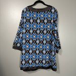 Maggie Barnes Blue & Black Ikat Kaftan Style Tunic Top - 3X - Women's Plus Size Photo 4