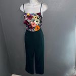 Retro Stage New w Tags Floral Green Holiday Christmas Jumpsuit Womens Small Photo 6