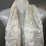 Natori  Scarf Womens One Size Ivory Satin Jacquard Floral Paisley Made in Italy Photo 0