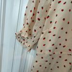 Madewell Cream Strawberry Print Silk Dress Size 4 Photo 5