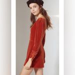 Urban Outfitters Romper Velvet Surplice Playsuit Terra -Cotta Photo 5
