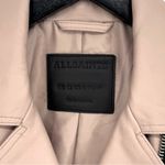 All Saints 8 Dalby Slim-Fit Leather Biker Jacket Misty Pink Zipper Moto Boho Photo 12