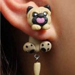 Cute Pug Dog Earrings Tan Photo 1