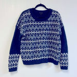 Banana Republic  Fair Isle Crew Neck Cotton Blend Sweater S Navy‎ Blue Photo 0