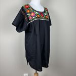 Liliana Cruz Hand Embroidered Blouse Top Womens 2X Black Floral Mexican Short Sl Photo 9