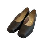Salvatore Ferragamo  Brown Leather Low Pumps Croc Textured Square Toe Size 7.5 Photo 1