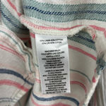 BeachLunchLounge  White Multicolor Linen Blend Button Up Striped‎ Long Sleeve Top Photo 2