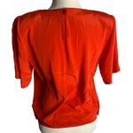 Buttons Vintage 80s Silky Pullover Blouse 6 Petite Red Shoulder Pads Round Neck  Photo 3