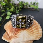 Rustic Western Silver with Cross Rubber Bracelet Photo 1