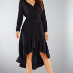ASTR The Label Black Silk Wrap Dress XL • Hi Photo 0