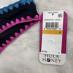 Hula Honey  Women's Bikini Bottom Black Colorful Trim Ruched Back Size Small Photo 5