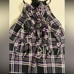 Bisou Bisou ⭐️ black and purple plaid ruffle front tank blouse medium Photo 5
