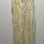 Monteau  Yellow Floral Midi Dress Sz S Babydoll Easter Springs Milkmaid Photo 0