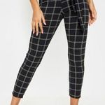 Pretty Little Thing Black Windowpane Tweed Check Paperbag Skinny Pants Sz … Photo 0