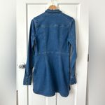 Free People  Dynomite Medium Wash Long Sleeve Stretch Denim Mini Dress Size S Photo 4