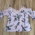 Aeropostale Women’s Pink Floral Laced Sleeveless Top Sz Large Photo 0