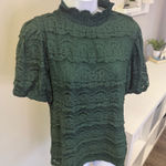 cupio NWT  Blush Dark Green Lace Short Sleeved Blouse Size XL Photo 0