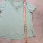 Talbots Lace Embroidered Trim V Neck Short Sleeve T-shirt Size Large Photo 8