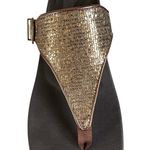 NWOT Aetrex Kate Shimmery Gold Wedge Sandals Size 10 Photo 2