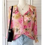 Jonathan Martin Sophisticates by  VTG Rose Patterned Buttoned Collared Blouse Top Photo 0