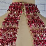 Sherri Hill Cranberry Beaded Maxi Formal Dress Size 2 Photo 4
