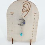 Cat on Moon Earrings Bead Accent, Quirky Cool Hammered Silver Cat Sat on Moon Photo 3