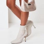 Missguided Cream Square Toe Mid Heel Ankle Boot Photo 0