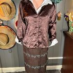 Y2K Faux Crushed Silk Chocolate Large Brown Photo 4