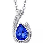 Zales Sterling Silver Simulated Blue Sapphire Birthstone Pendant Necklace, Mothers Day Photo 0