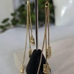 Gold Filled Huggie Hoop Earrings Dangle Owl Charms Photo 1