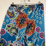 Natori Blue Paisley Satin Wide Leg Pants Womens M Beachy Casual Pull On PJ Size M Photo 5