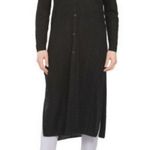 Skull Cashmere 💕💕 Allison Long Slub Linen Ribbed Duster Cardigan ~ Black XS NWT Photo 4