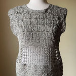 Y2K The Limited Handknit‎ Ribbon Yarn Crochet Top Gray Sage Boho Festival Medium Green Photo 0