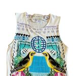 Mary Katrantzou Sleeveless Bodycon Sheath Dress Bird Bold Unique Size Small White Photo 4