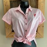 Billabong Short Sleeve Button Up Shirt Pink Top 100% Cotton Size Small Photo 0