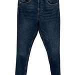 H&M Frayed Raw Hem Waist High Waisted Skinny Ankle Dark Wash Denim Jeans Photo 0