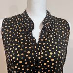 Claudia Richards Women’s Workwear Black/ Brown Polka Dot Sleeveless Collared Blouse Size Medium Photo 1