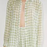 Lisa Says Gah Button Down Shirt tessa gingham textured womens Green White medium Photo 0