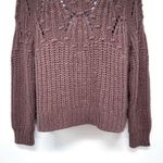 American Eagle  Crochet Cutout Chunky Knit Mauve Slouchy Oversized Sweater Top Photo 2