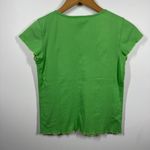 Women M Baby Tee Kelly Green Lettuce Hem Tie Neck Line Y2K Bratz Ribbed Cotton Size M Photo 1