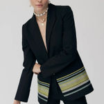 Derek Lam  10 Crosby Embroidered Hem Blazer Jacket Photo 0