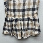 11.1. Thylo Plaid Peplum Gauzy Womens Top Small Chic Coastal Western Cowgirl Brown Photo 6